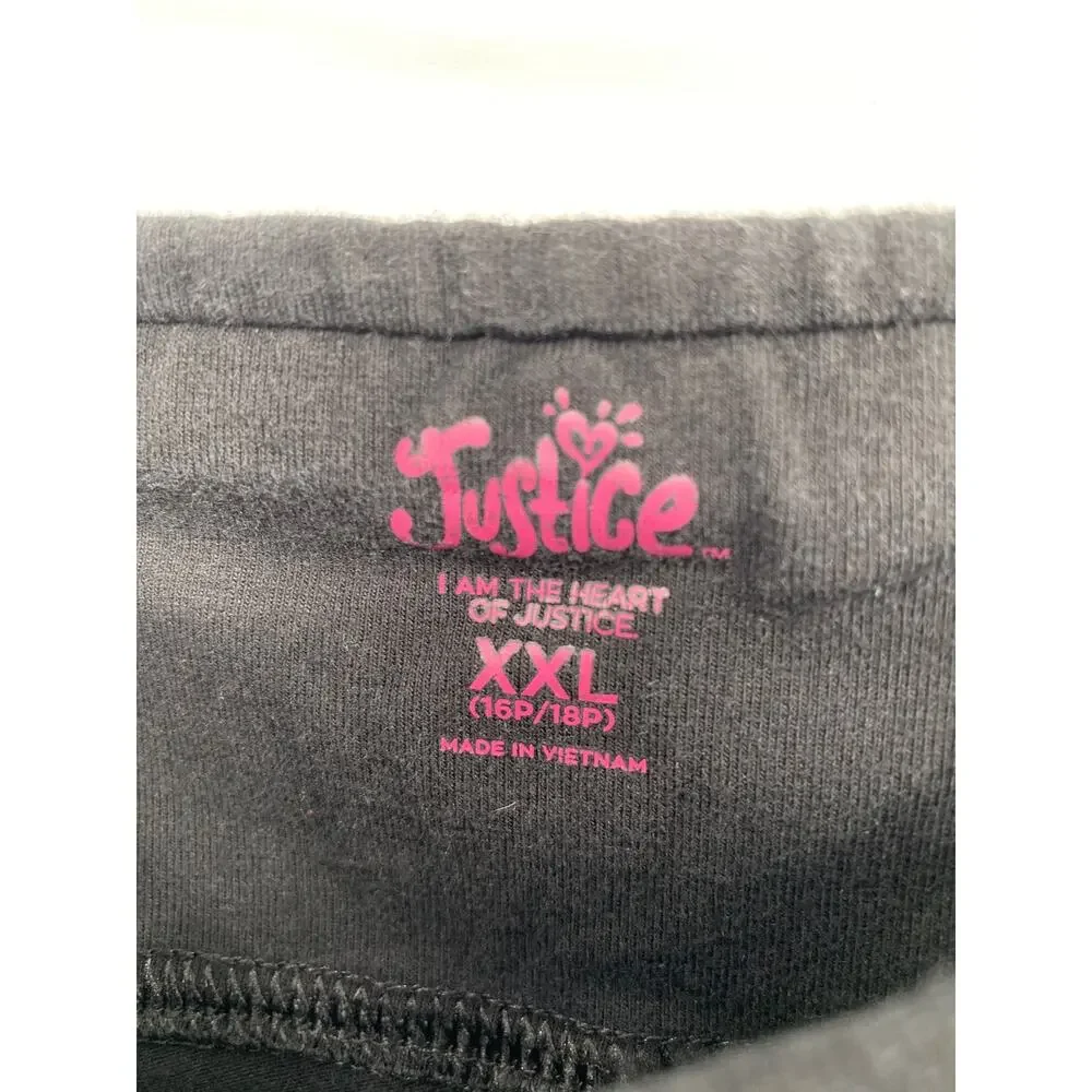 Justice Girls Black Basic Leggings XXL 16P-18P Petite Length 7/8 Ankle